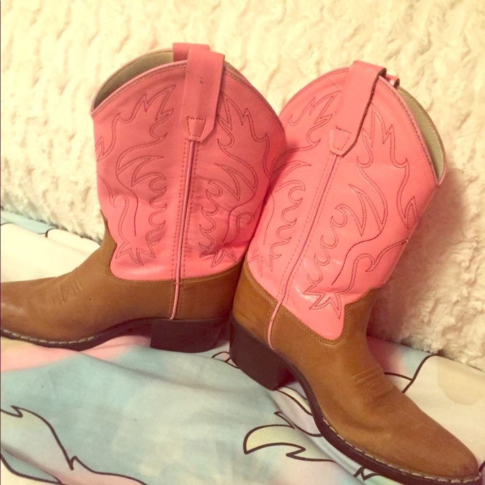 Pink and brown cowgirl boots